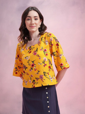 Dressberry Casual Printed Women Yellow Top