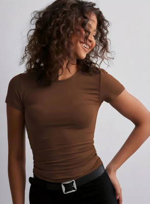 SIGHTBOMB Formal Solid Women Brown Top