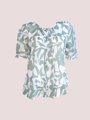 A S Creation Casual Graphic Print Women White, Light Green Top