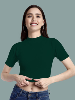 Maheshvi Casual Solid Women Dark Green Top