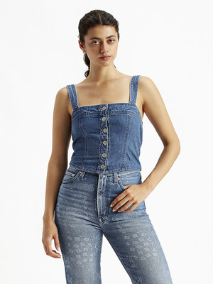 LEVI'S Casual Solid Women Blue Top