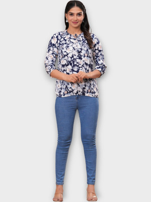 TRUSTED ENTERPRISES Casual Printed Women Blue Top