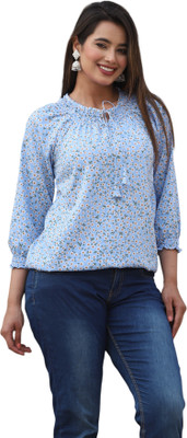 Pittra4ever Casual Printed Women Blue Top