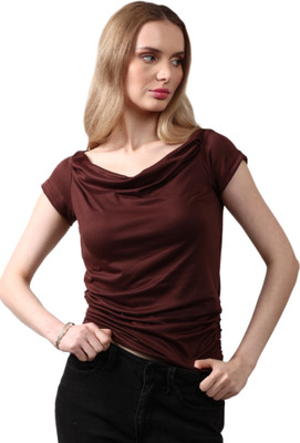 SIGHTBOMB Casual Solid Women Brown Top