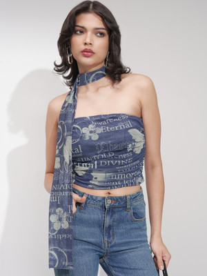 Tokyo Talkies Casual Printed Women Blue Top