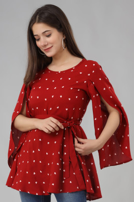Fab Star Casual Printed Women Maroon Top
