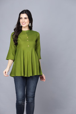 SUBH LAXMI Casual Solid Women Green Top