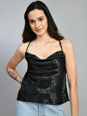 ADRIANA Party Self Design Women Black Top
