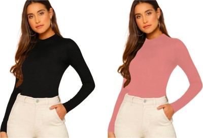 Dream Beauty Fashion Casual Solid Women Black, Pink Top