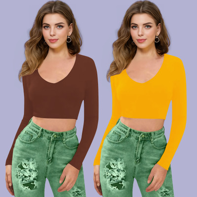 Maheshvi Casual Solid Women Yellow Top