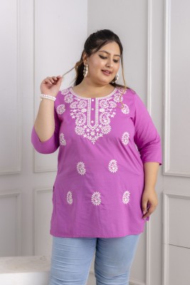 Lee Moda Casual Embroidered Women Pink Top