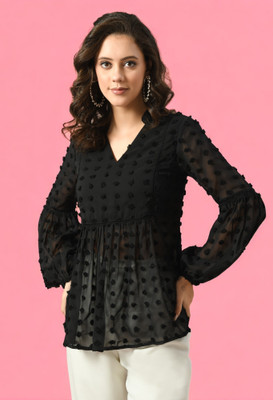 Arbiter Collection Casual Solid Women Black Top