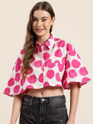 HERE&NOW Casual Printed Women White Top