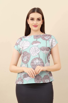 YATRI Casual Floral Print Women Blue Top