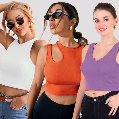 KIK33 Casual Solid Women Multicolor Top