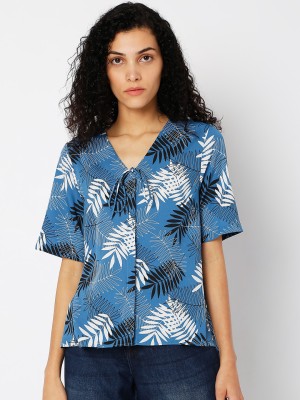 VERO MODA Casual Printed Women Blue Top