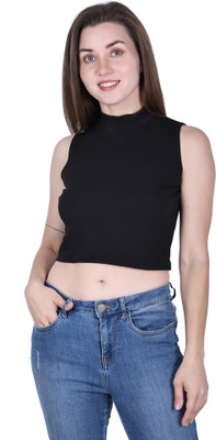 Fasska Casual Solid Women Black Top