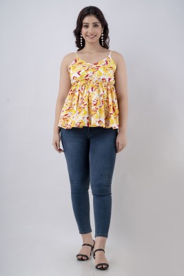 SHANGUL Casual Printed Women Yellow, White, Red Top