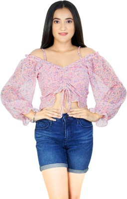 PeriBerry Casual Floral Print Women Pink Top