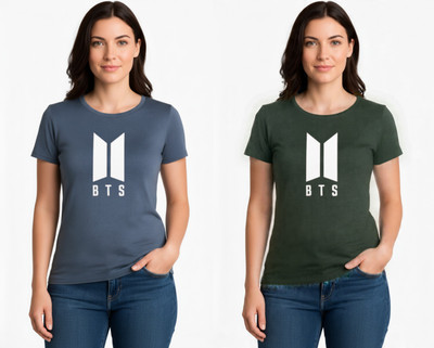 Blueribon Casual Solid, Printed Women Dark Green, Blue Top