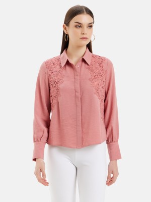 KAZO Casual Embroidered Women Pink Top
