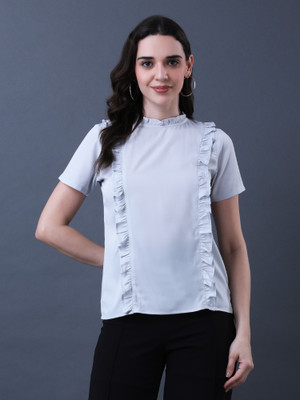NAVRAAH Casual Solid Women Grey Top