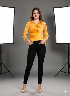 Wingsafar Casual Printed Women Yellow Top