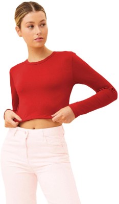 THE BLAZZE Casual Solid Women Red Top