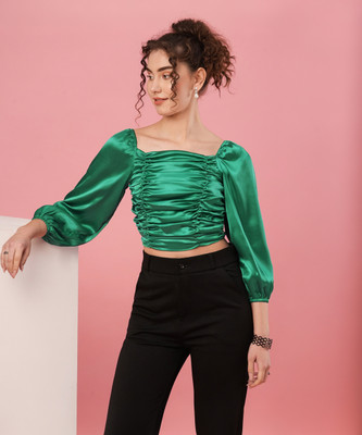 Globus Casual Solid Women Green Top