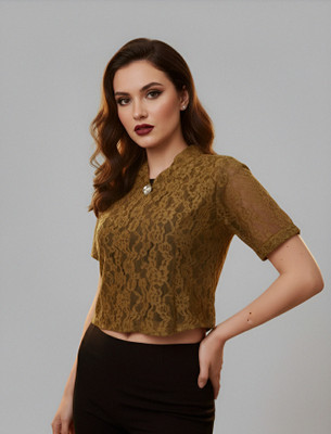 CornHubb.in Party Lace Women Black Top