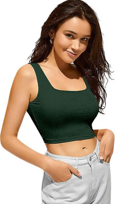 Rzlecort Casual Solid Women Dark Green Top