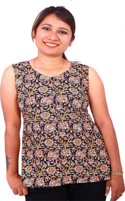 weavers saga Casual Printed Women Brown, Multicolor Top