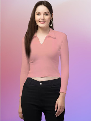 Maheshvi Casual Solid Women Pink Top