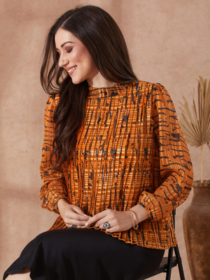 Globus Party Printed Women Orange Top