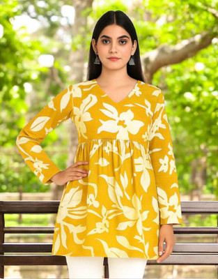 noyes Casual Printed Women Yellow Top