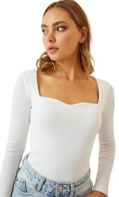 Siyara Party Solid Women White Top