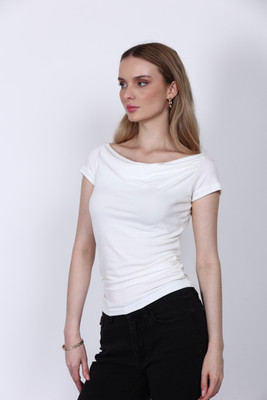 SIGHTBOMB Casual Solid Women White Top