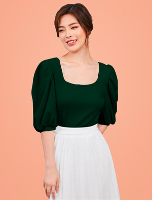 Maheshvi Casual Solid Women Green Top