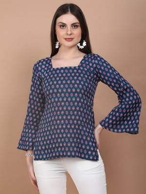 kurtikraft Casual Floral Print, Printed Women Dark Blue, Multicolor Top