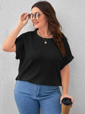 Zilcon Casual Solid Women Black Top