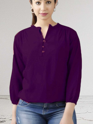 Himanc Enterprises Casual Solid Women Purple Top