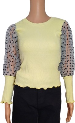 Amazing Mart Casual Solid Women Yellow Top