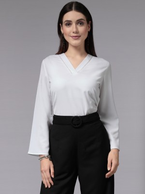 Style Quotient Formal Solid Women White Top