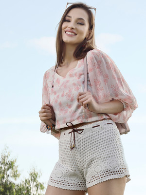 Sera Casual Printed Women White Top