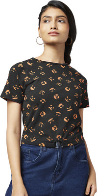 PEOPLE Casual Printed Women Black Top