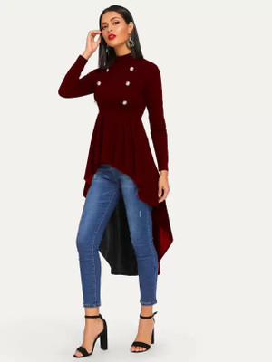 Arbiter Collection Party Solid Women Maroon Top
