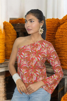 JAIPUR HAND BLOCK Casual Printed Women Red Top