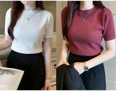Lukonn Casual Self Design Women White, Maroon Top