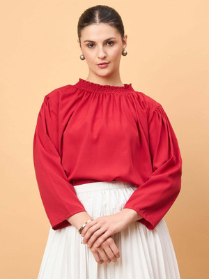Neesh Casual Printed Women Red Top