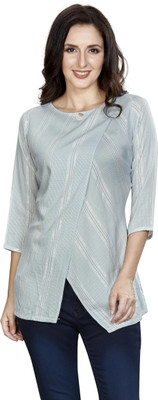 Nioni Casual Striped Women Blue Top